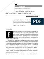 Individuo e Sociedade No Discurso Da Política Do Ensino Superior