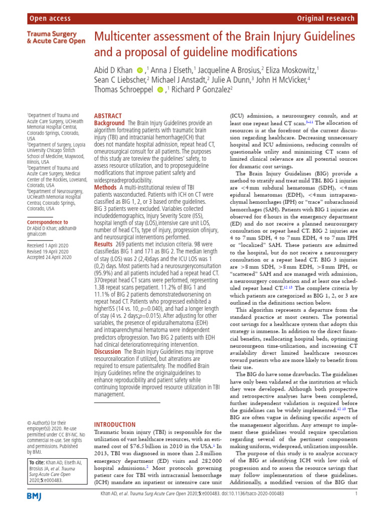 Brain Injury Guidelines | Download Free PDF | Traumatic Brain Injury