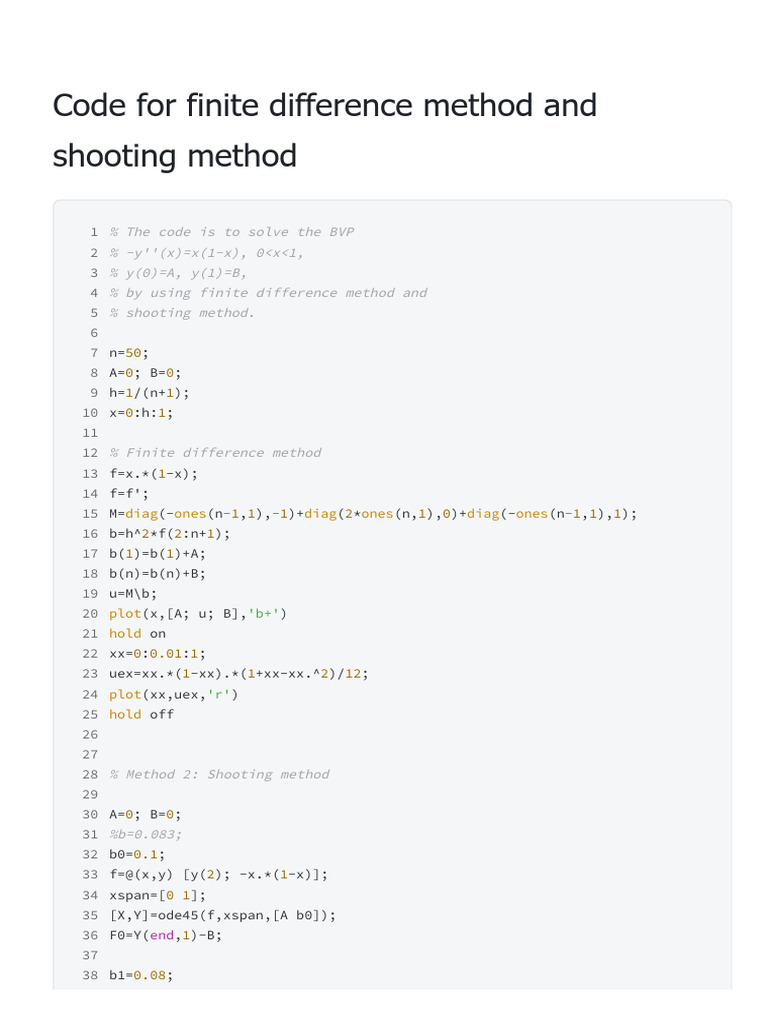 Finite Difference and Shooting Methods | PDF | Science & Mathematics ...