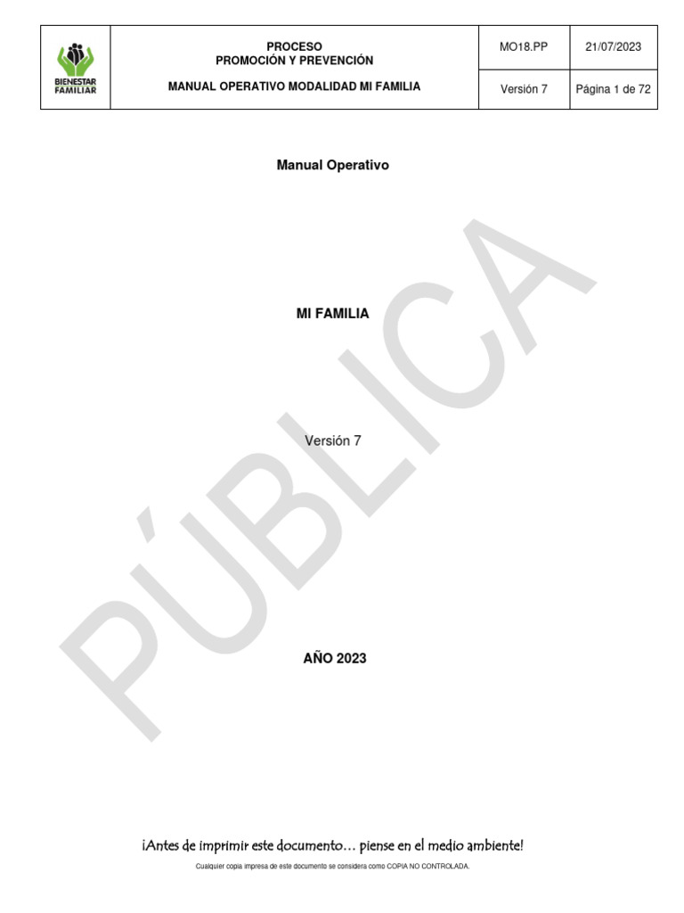 Mo18.pp Manual Operativo Mi Familia v7 PDF Familia Constitución