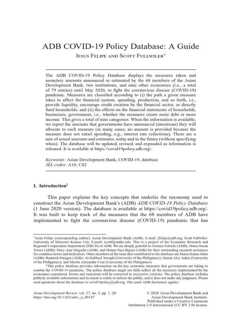 Adb covid19 policy database pdf loans central banks