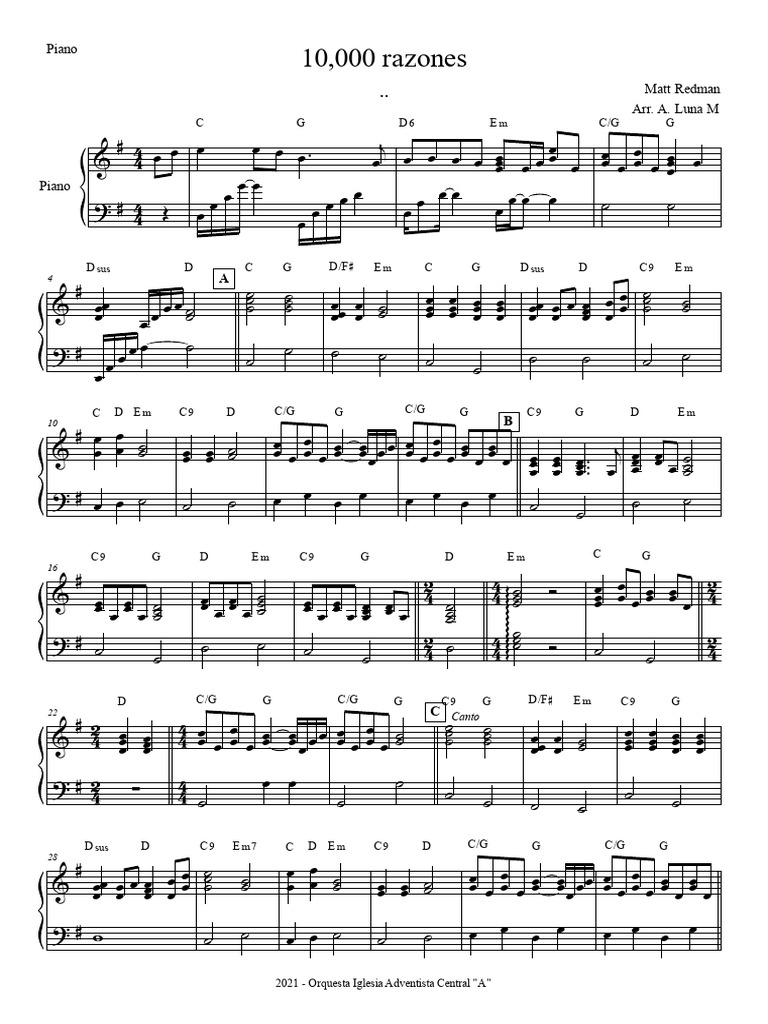 1000 Razones - Piano | PDF