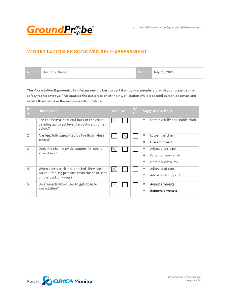 Whs Frm 023 Workstation Ergonomic Self Assessment Download Free
