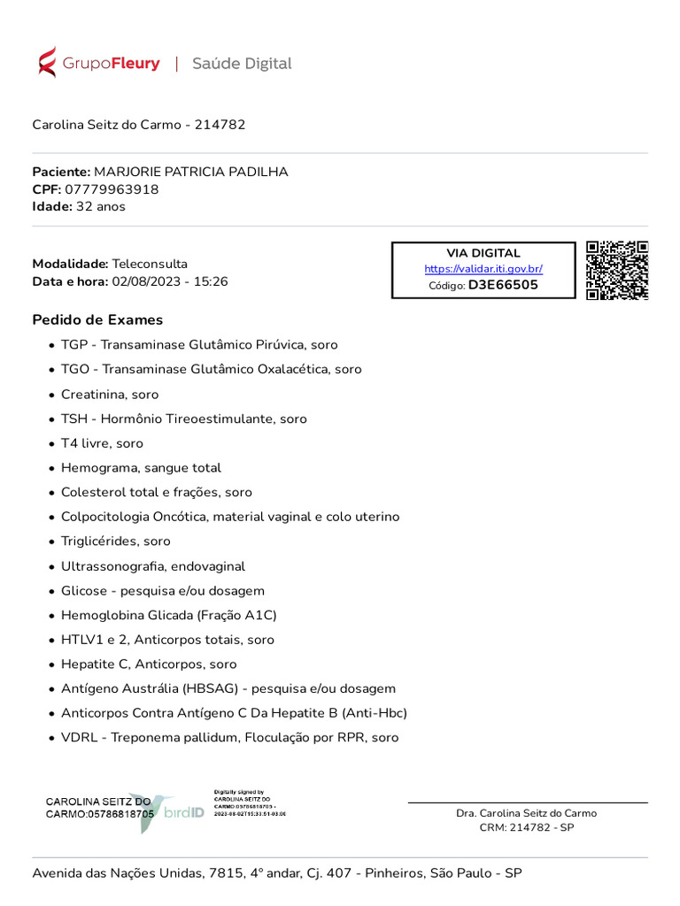 Pedido de Exames Laboratoriais | PDF | Ciências e Matemática