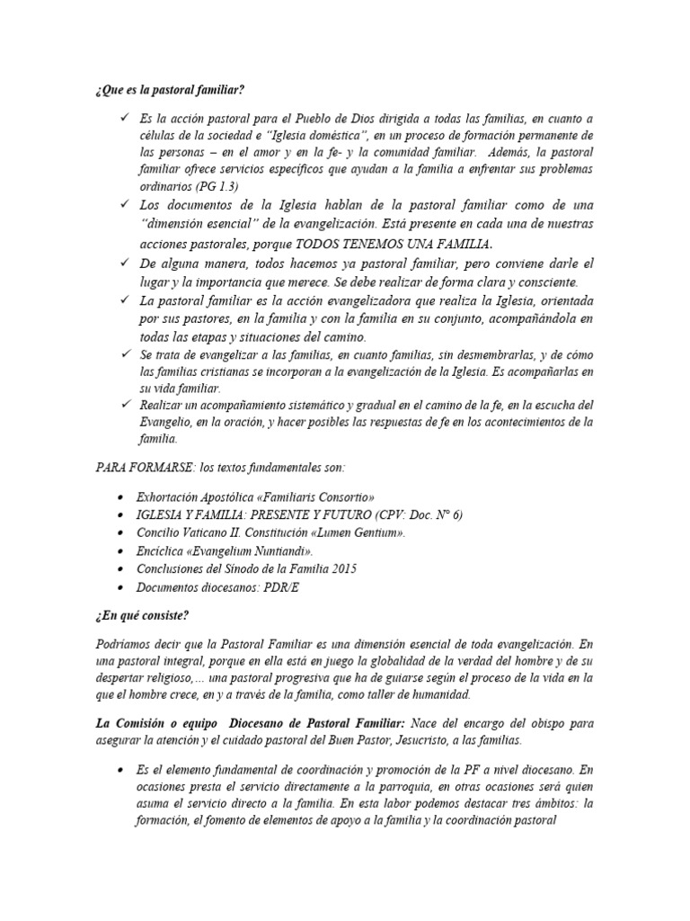 Pastoral Familiar | PDF | Iglesia Católica | Familia