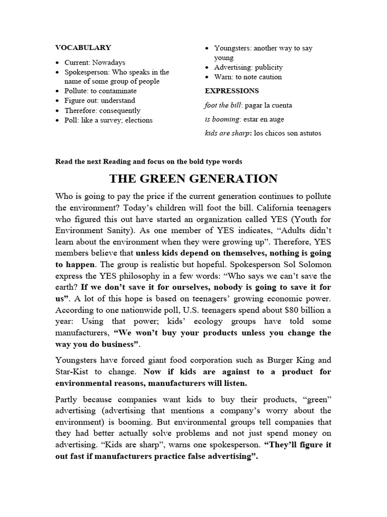 The Green Generation PDF Climate Change Physical Geography
