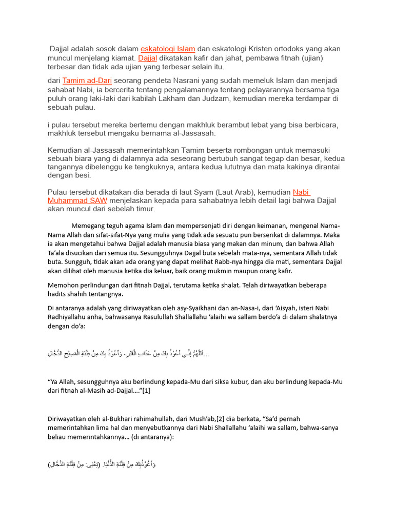 Dajjal sebagai simbol kejahatan dan kesombongan