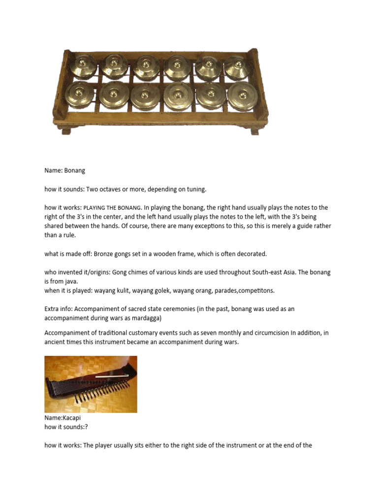 Bonang: Key Instrument in Wayang Kulit | PDF | Musical Instruments ...