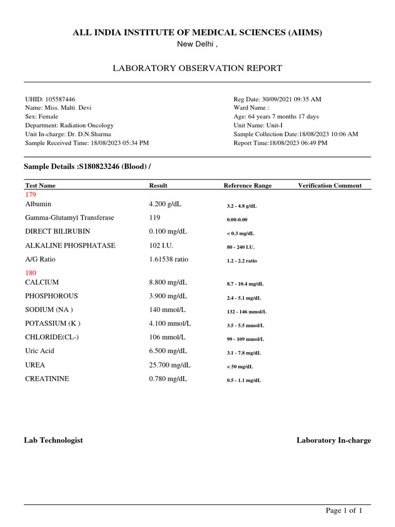 AIIMS Delhi Laboratory Observation Report | PDF