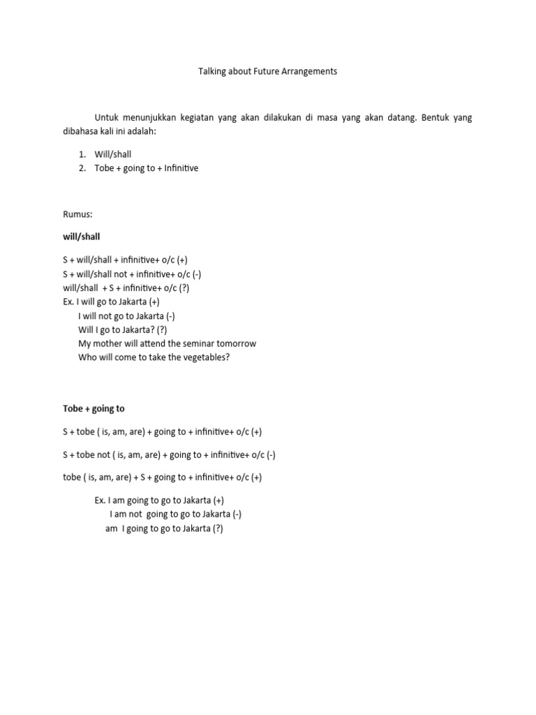 Talking About Future Arrangements Pdf