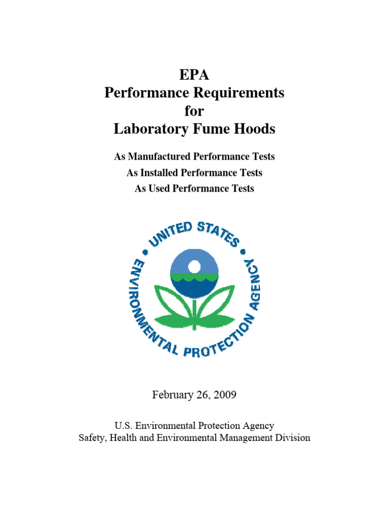 Epa Performance Requirements For Lab Fume Hoods 2 26 09 Rev PDF