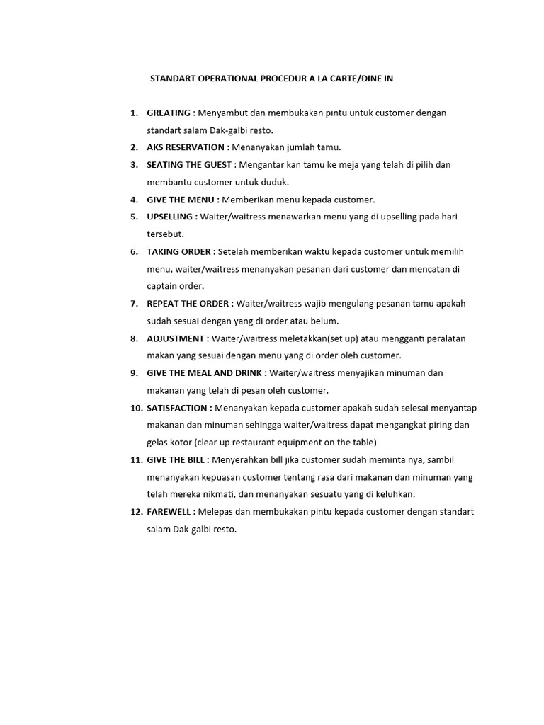 Standart Operational Procedur | PDF