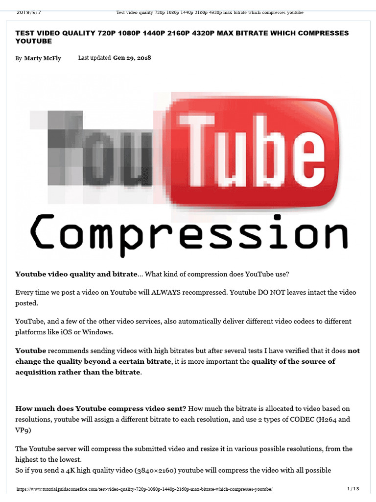 Test Video Quality 720p 1080p 1440p 2160p 4320p Max Bitrate Which ...