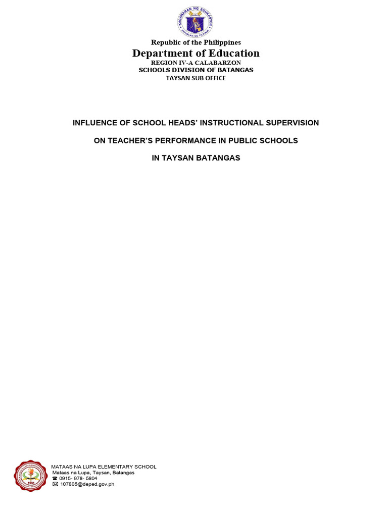 School Heads' Supervision Impact on Teachers | PDF | Teachers | Pedagogy