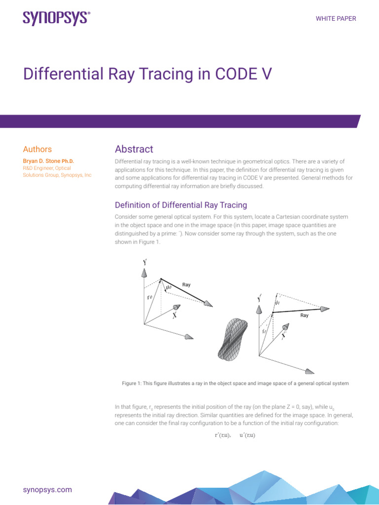 Differential Ray Tracing in CODE V | PDF | Optics | Mathematical Physics