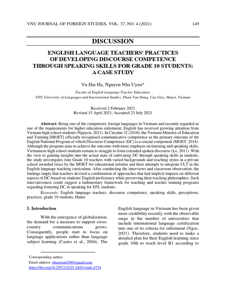Developing Discourse Competence in EFL | PDF | English As A Second Or ...