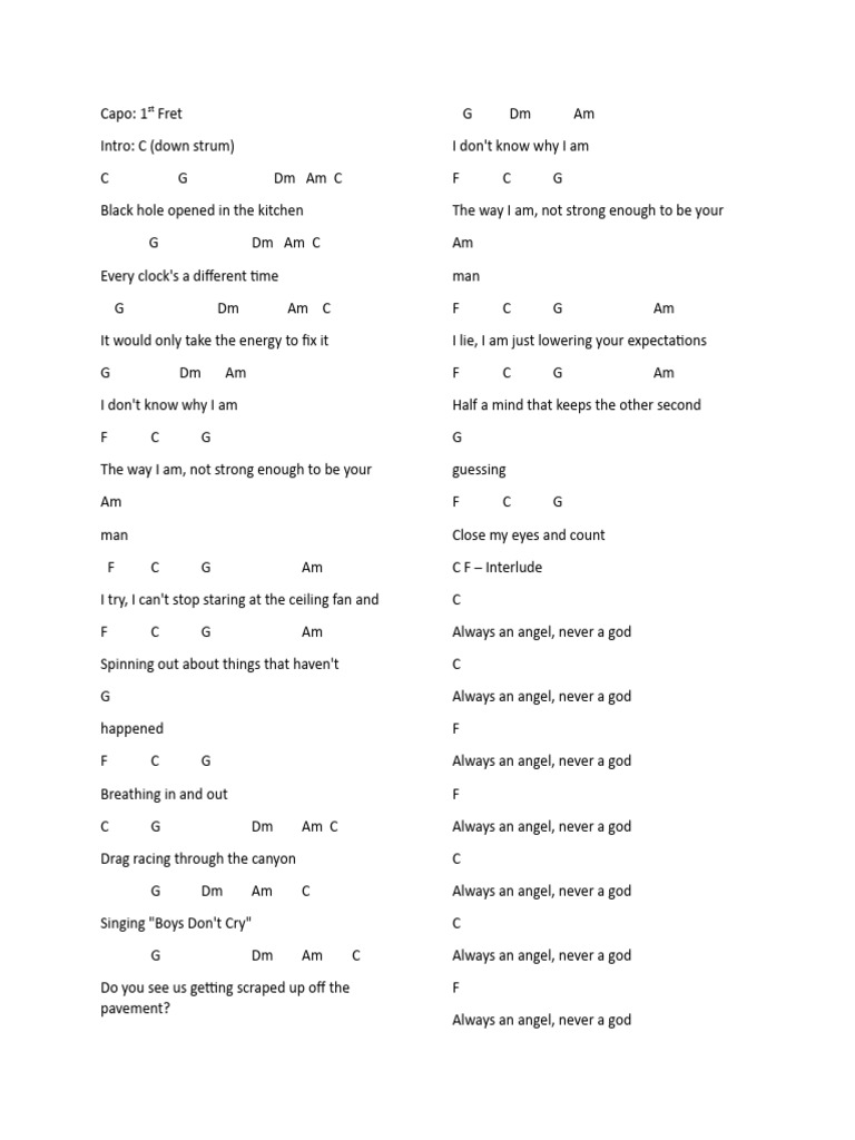 Not Strong Enough Chords PDF