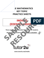 Topic Practice Sheets Indices Edexcel Sample