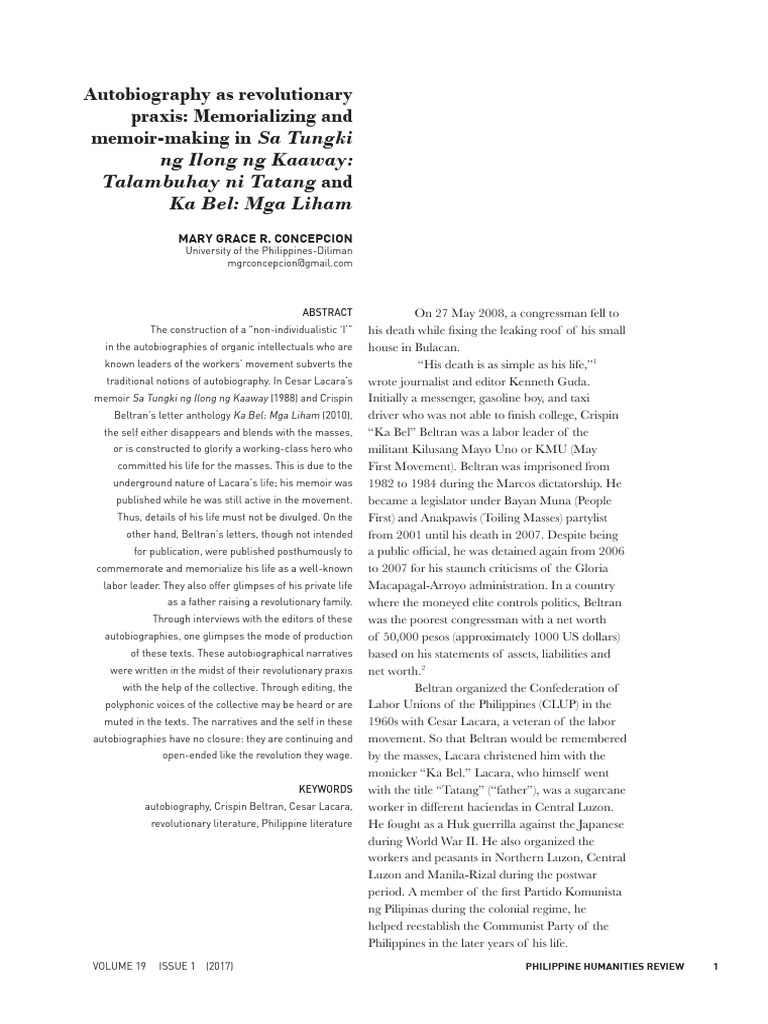 Autobiography As Revolutionary Praxis | PDF