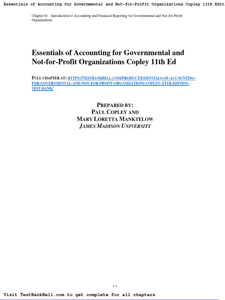 Essentials of Accounting For Governmental and Not For Profit