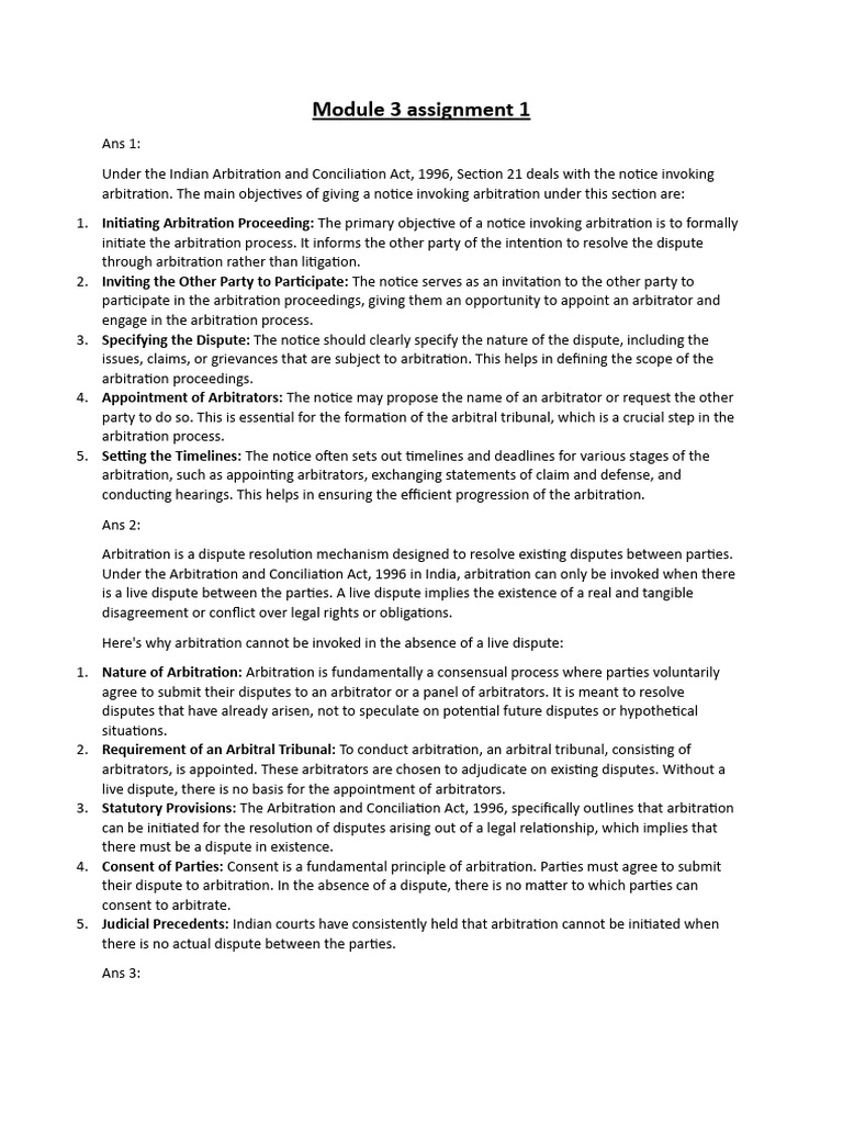 Module 3 Test 1 | PDF | Arbitration | Alternative Dispute Resolution