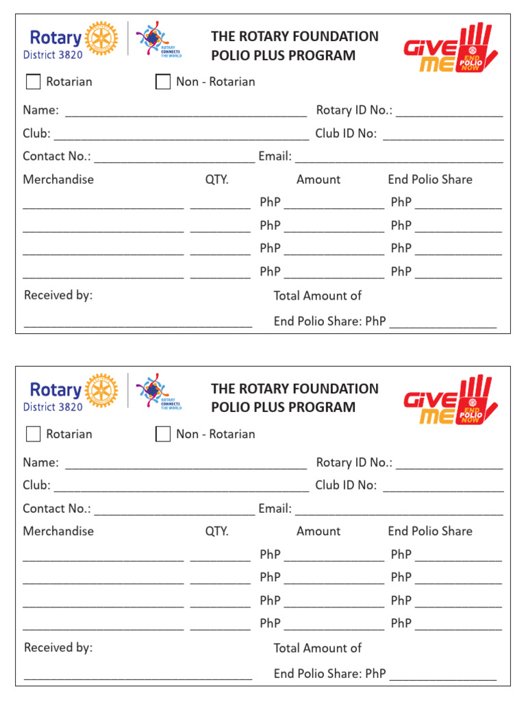 Rotary Foundation Polio Plus Program Form | PDF