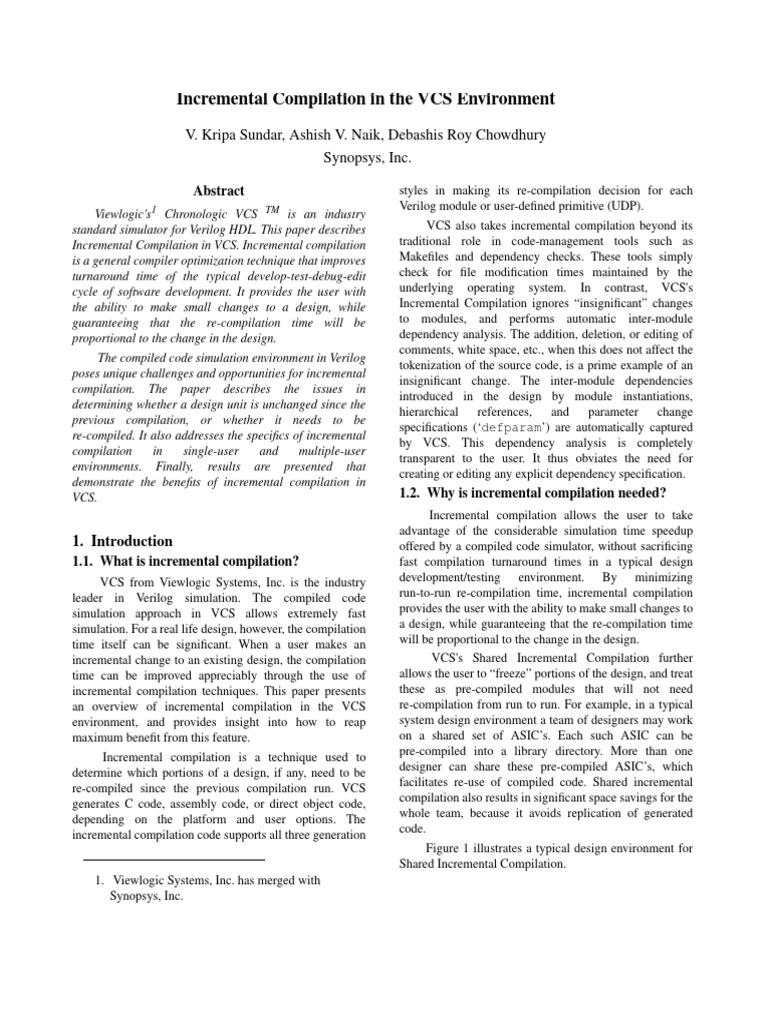 Incremental Compilation in VCS Explained | PDF | Compiler | Hardware ...