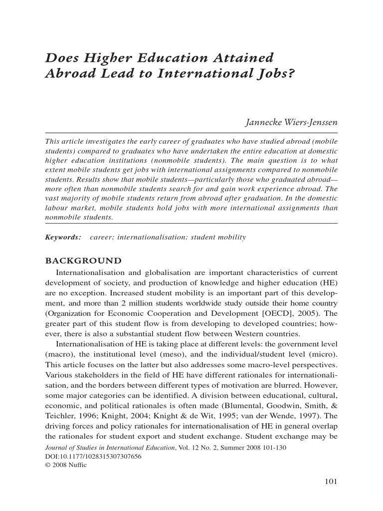 Does Higher Education Attained Abroad Lead To International Jobs | PDF ...