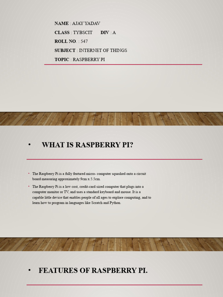 Overview of Raspberry Pi Features | PDF