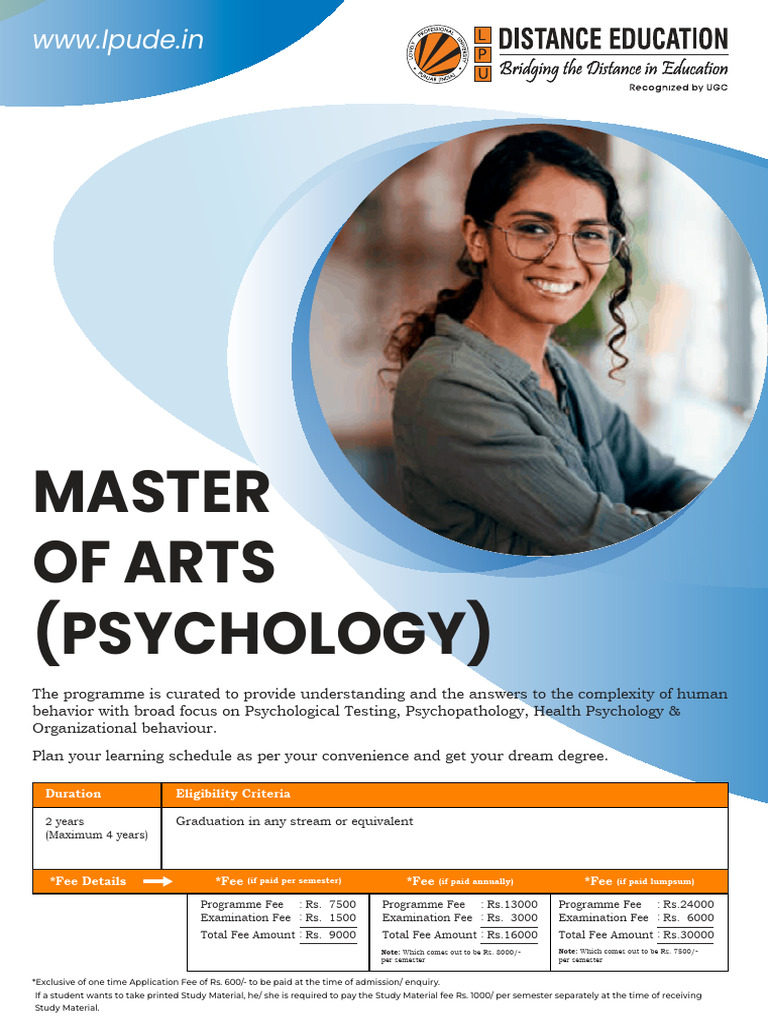 M A (Psychology) PDF Psychology Distance Education