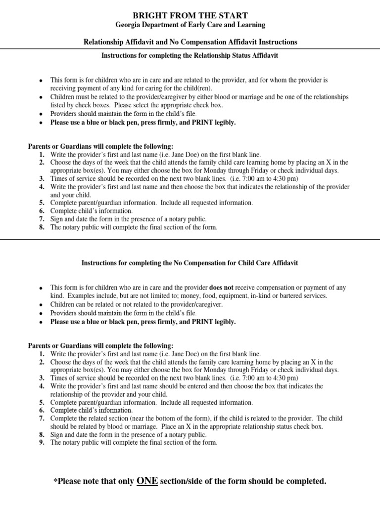 Relationship Affidavit Instructions | PDF | Parent | Interpersonal ...