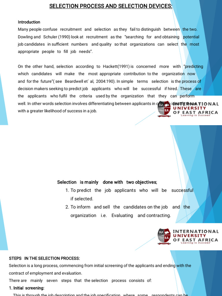 Selection Process and Devices Explained | PDF | Recruitment | Interview