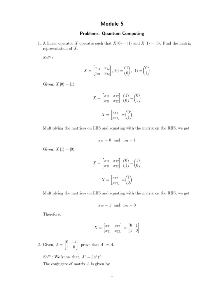 Module 5 - Quantum Computing Problems | PDF | Matrix (Mathematics ...