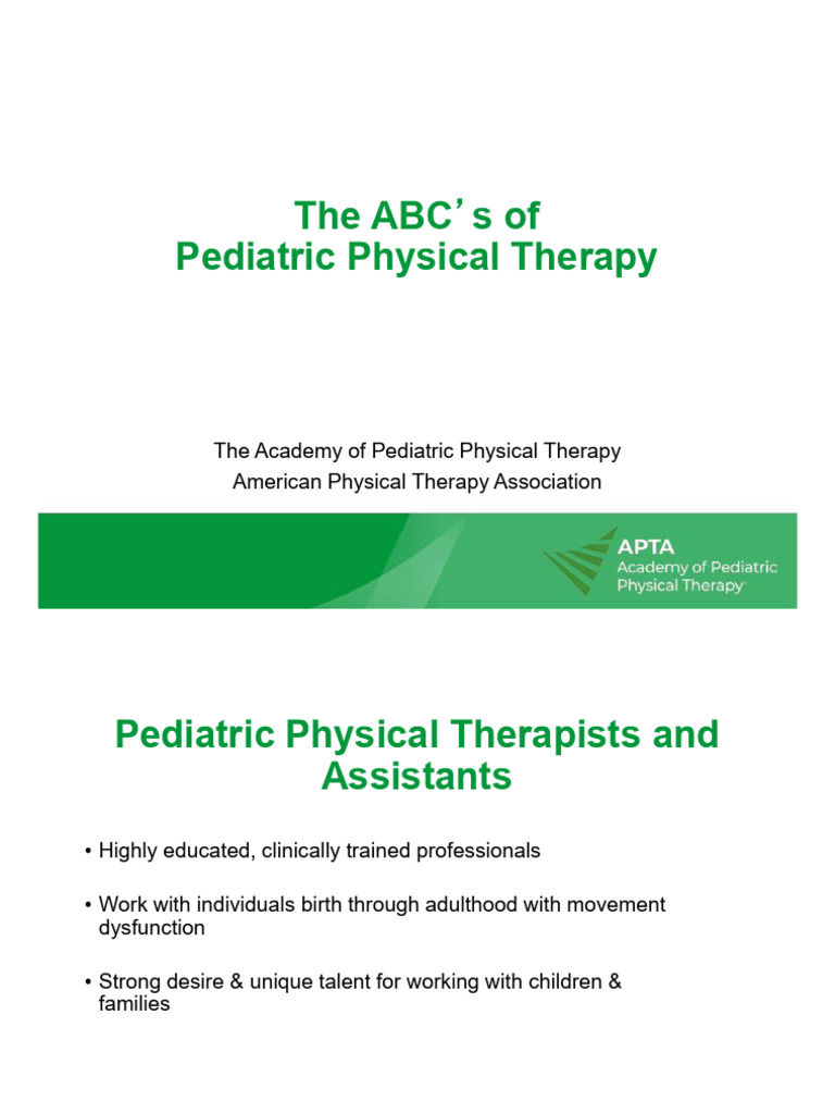 Pediatric Physical Therapy Overview | PDF | Physical Therapy | Health Care
