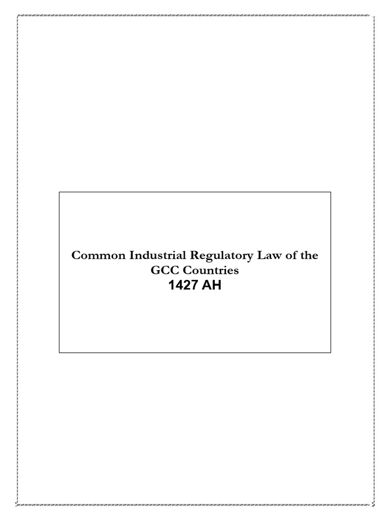 Common Industrial Regulatory Law of The GCC Countries PDF Tax