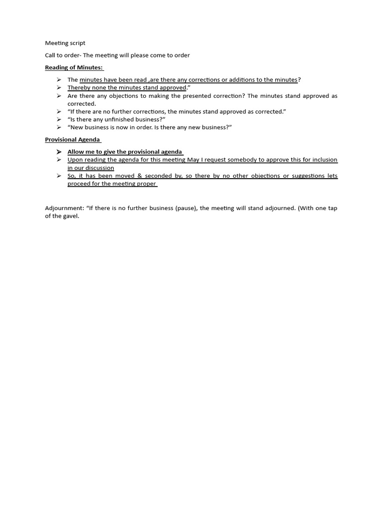 Meeting Script | PDF