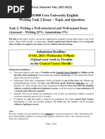 CAES1000 Core University English Writing Task 2 Essay - Topic and Question