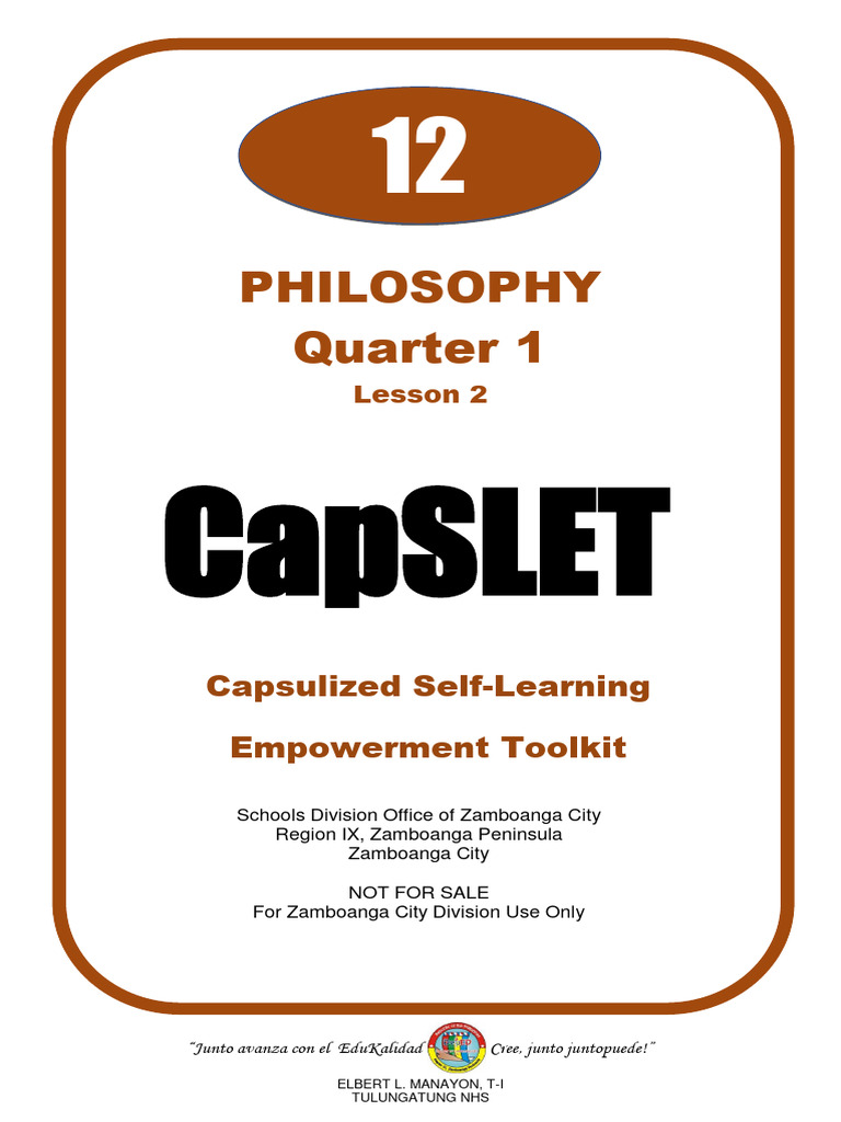 Philo of Man CapSLET LC 1.2 | PDF | Meaning Of Life | Critical Thinking