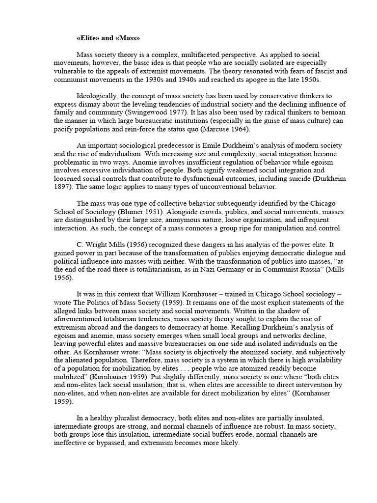 Difference Between Elite and Mass PDF Policy System