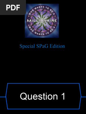 English Activity 4 SPaG Who Wants to Be a Millionaire Quiz NOVENO DECIMO