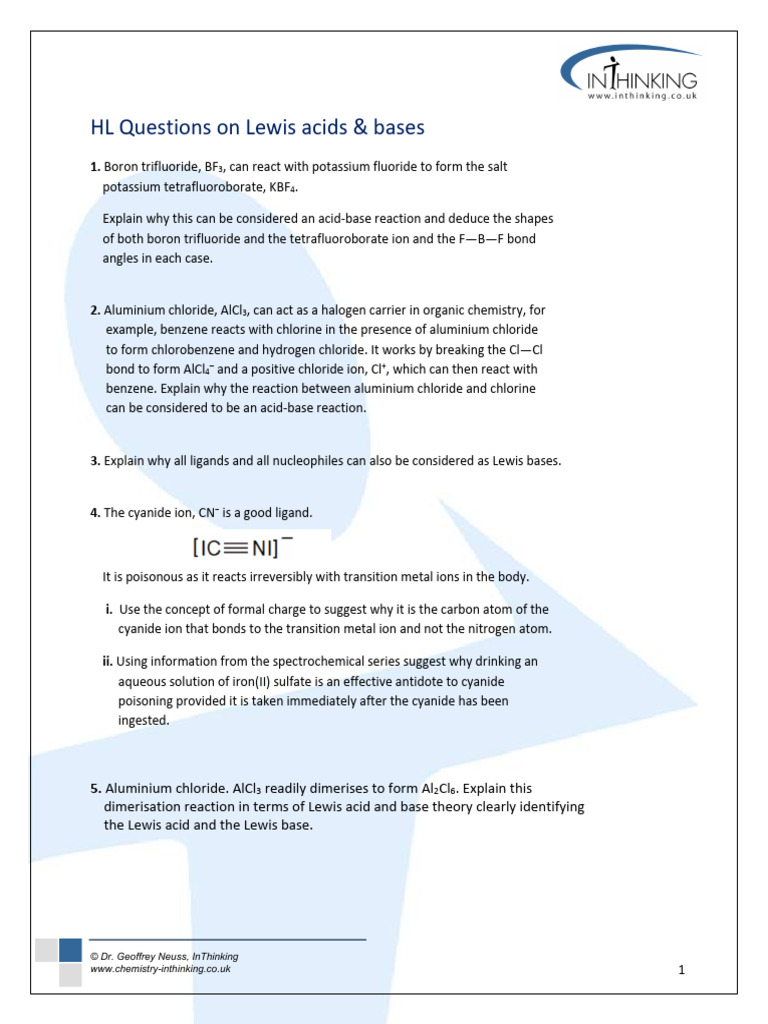 Lewis Acids and Bases in Chemistry | PDF | Science & Mathematics