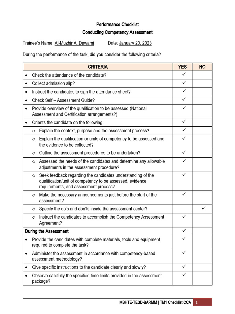 CCA Checklilsts - Dawami | PDF | Finance & Money Management