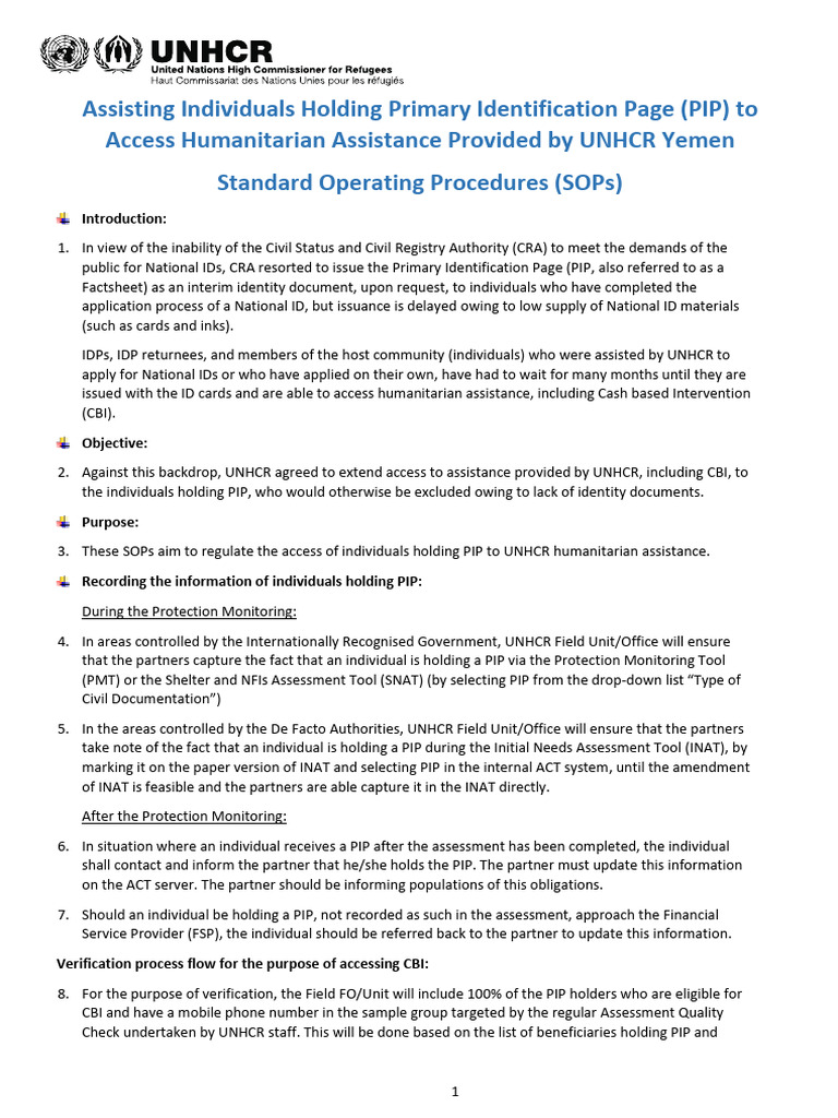 PIP SOPs - Final - 11.06.2023 | PDF | Identity Document | Internally ...