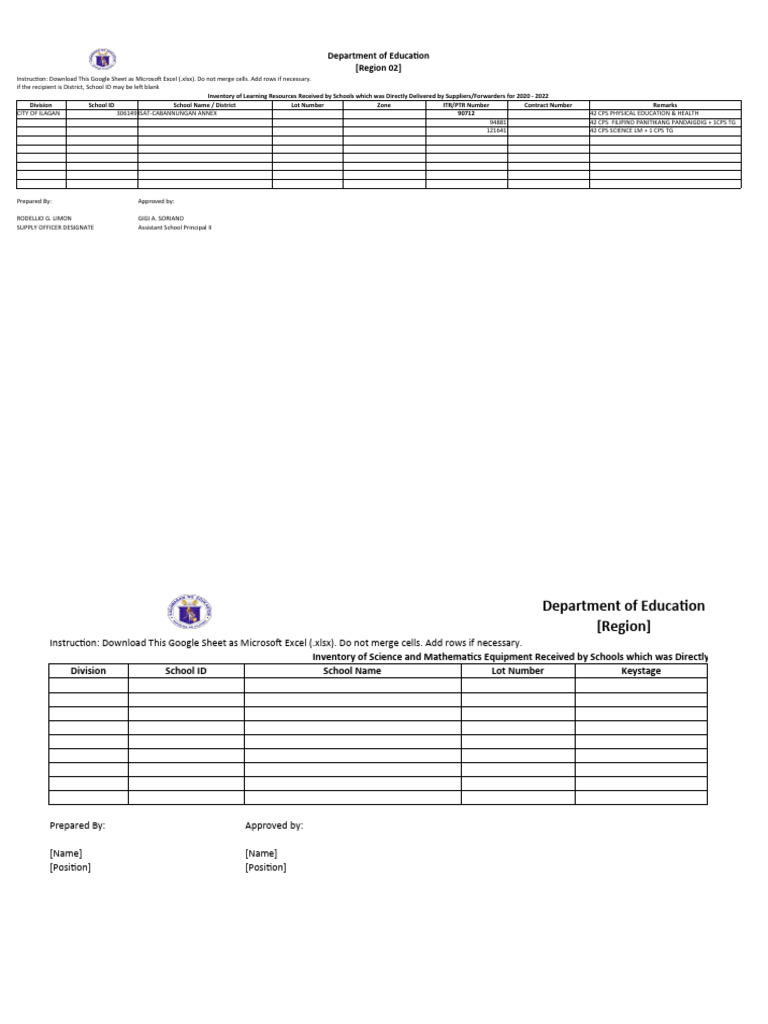 School Inventory Template 2020-2022 | PDF | Microsoft | Microsoft Office