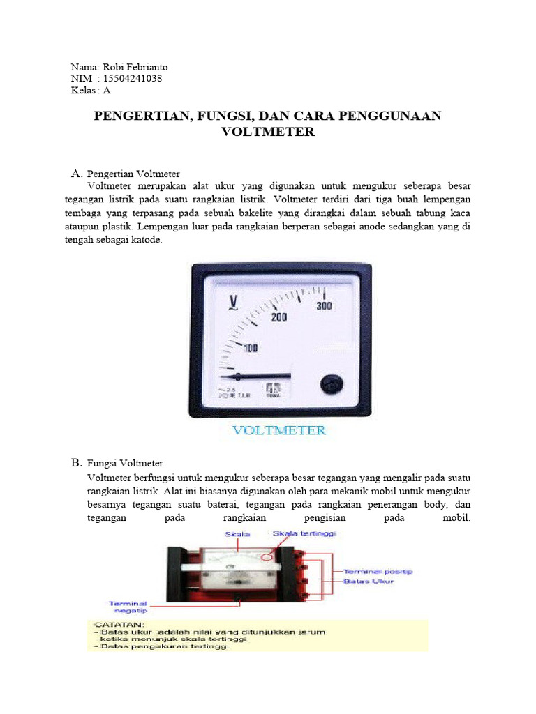 Pengertian, Fungsi, Dan Cara Penggunaan Voltmeter PDF