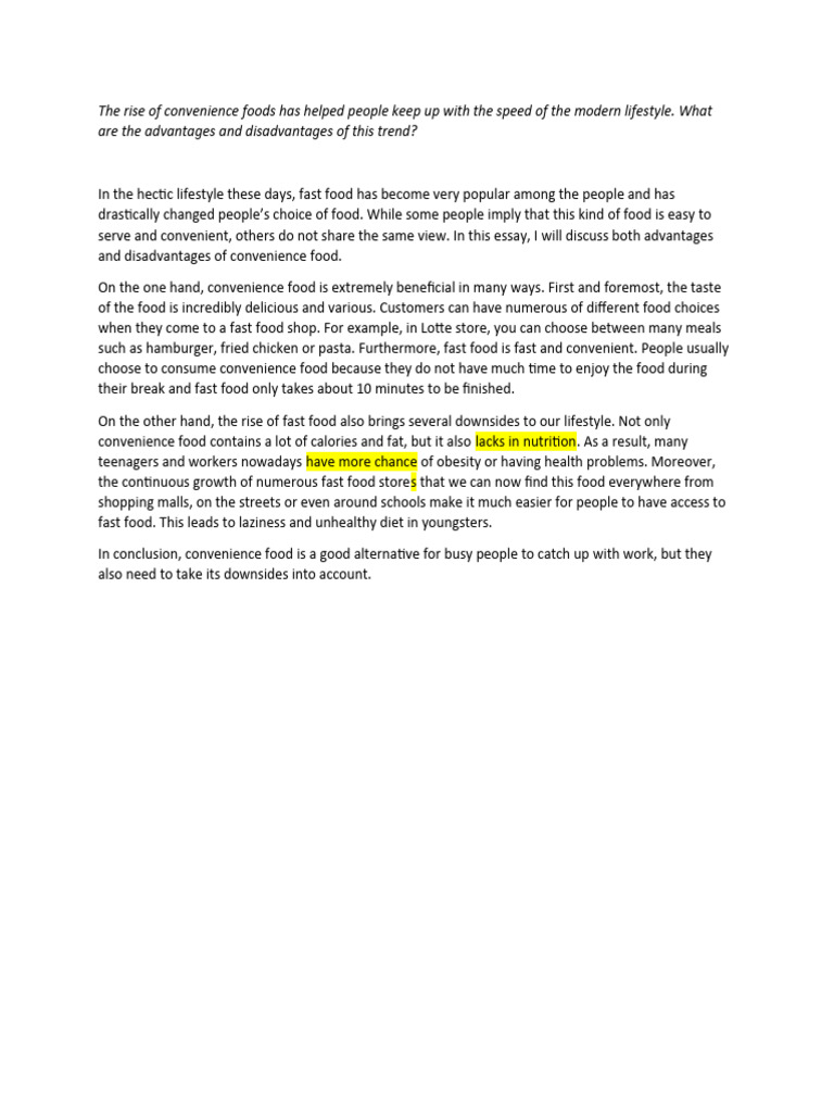 Essay Convenience Food PDF