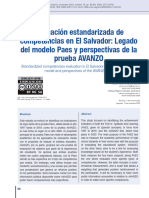 Evaluación Estandarizada de Competencias en El Salvador: Legado Del Modelo Paes y Perspectivas de La Prueba AVANZO