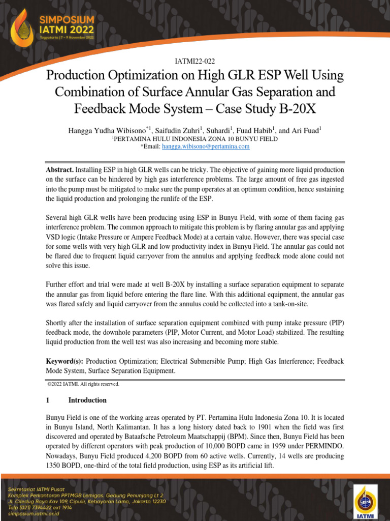 High GLR ESP Well Optimization in Indonesia | PDF | Petroleum Reservoir ...