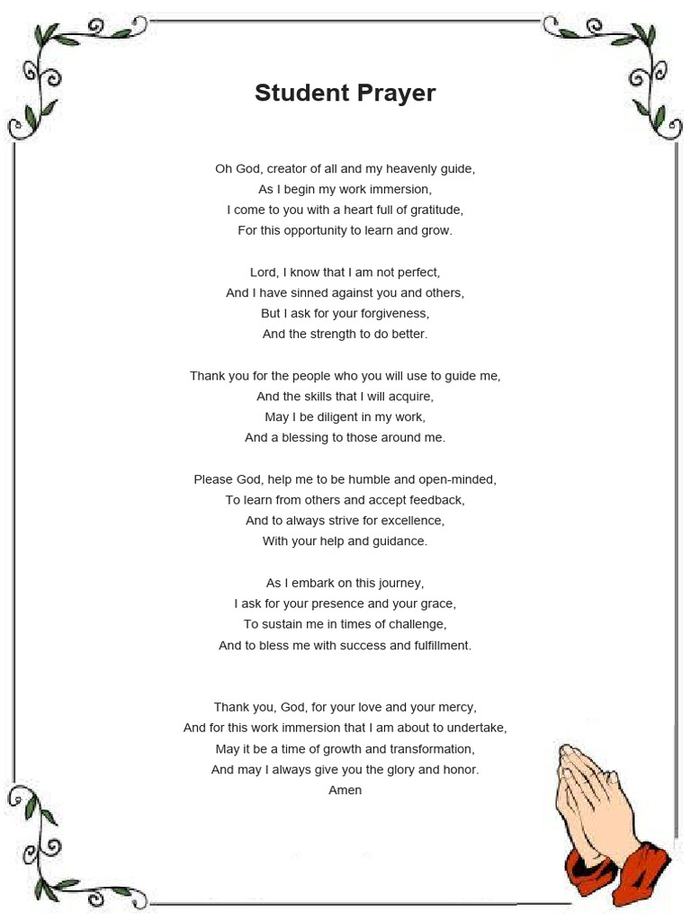 Student Prayer | PDF