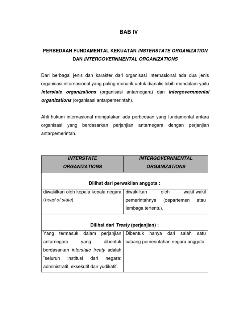 Perbedaan Interstate dan Intergovernmental Organizations | PDF | Politik